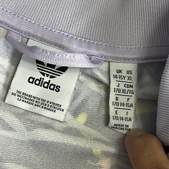 Adidas Youth Girls Size XLarge Purple Colorful Swirls Full Zip Up Track Jacket - Picture 5 of 11